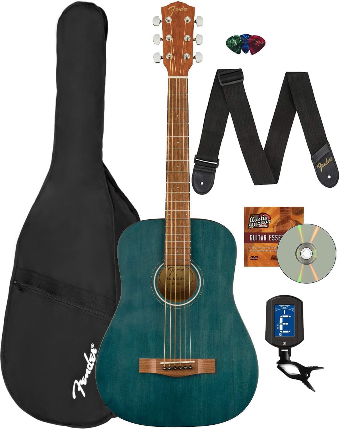 Fender FA-15 3/4-Scale Kids Acoustic Guitar Bundle for Beginners