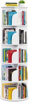 SpaceAid 5 Tier Rotating Bookshelf Tower - Compact Spinning Bookcase
