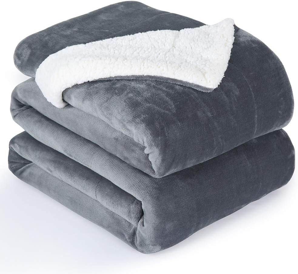 NANPIPER Flannel Blanket Reversible Sherpa Throw for Cozy Comfort