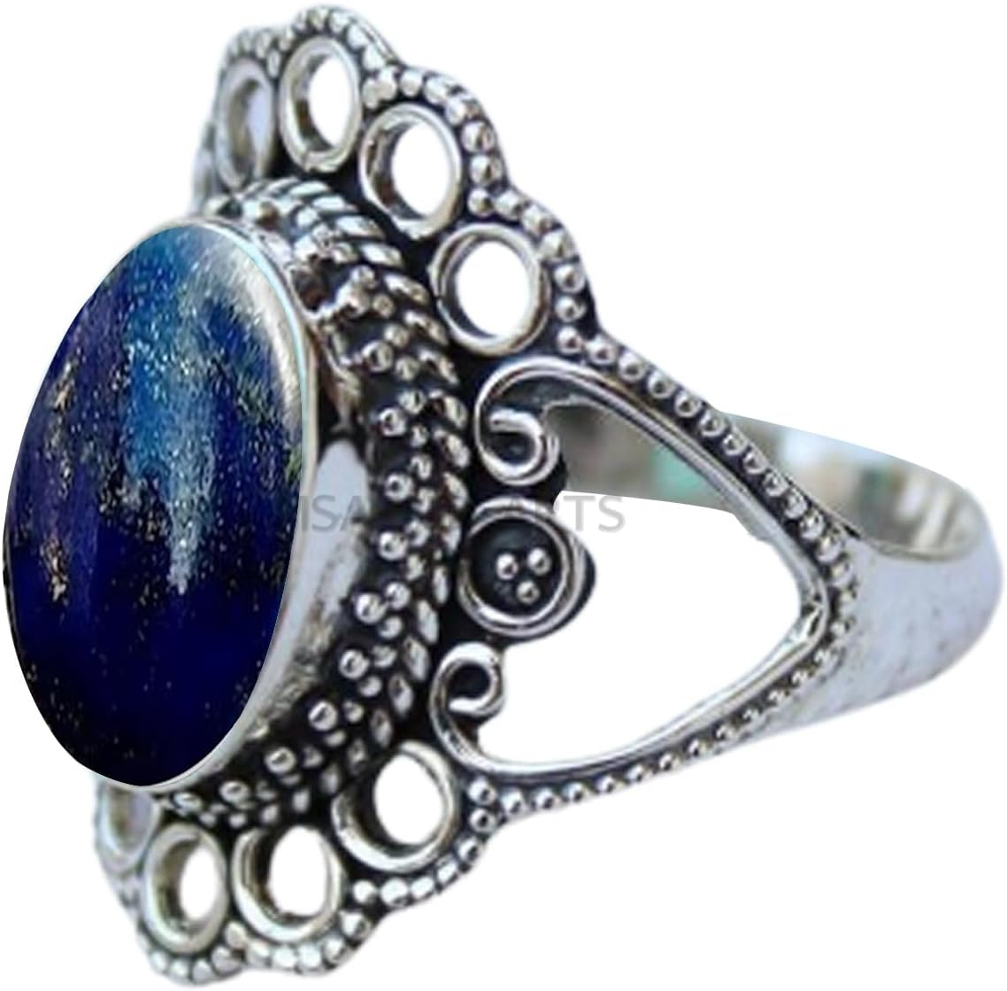 Solid 925 Sterling Silver Ring with Genuine Black Onyx Gemstone