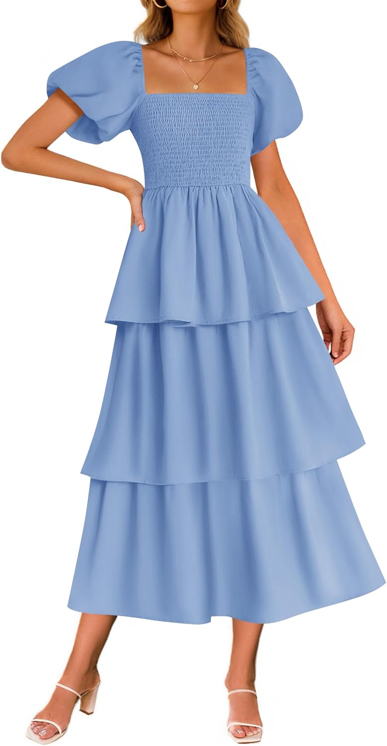 ZESICA Women's Boho Midi Dress for Summer Beach Vacations