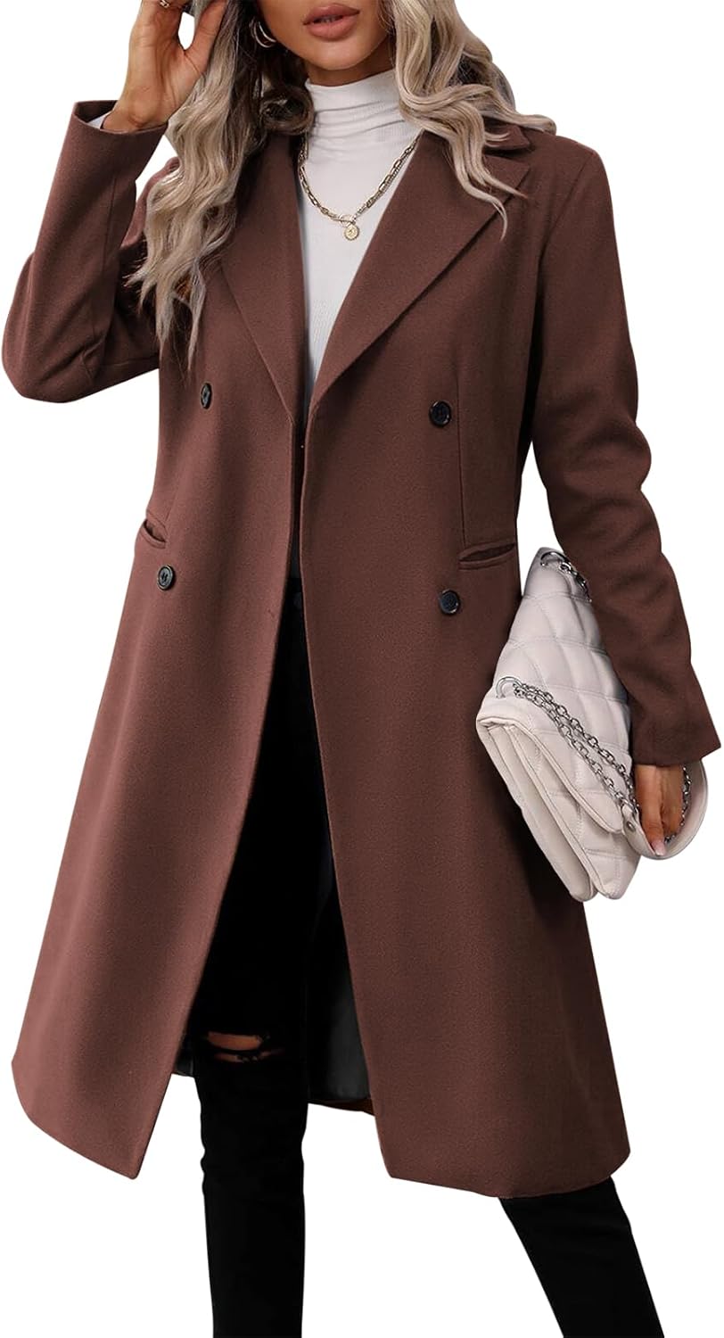 Danedvi Womens Long Double Breasted Coats for Chic Winter Style
