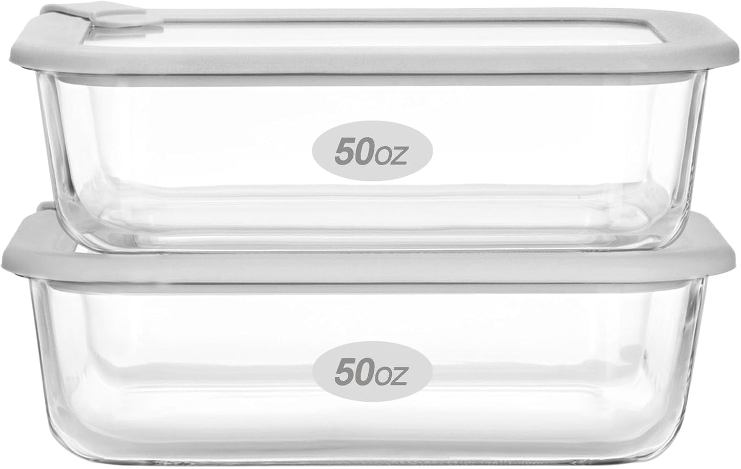 Glass Food Containers with Silicone Lids for Meal Prep 50oz