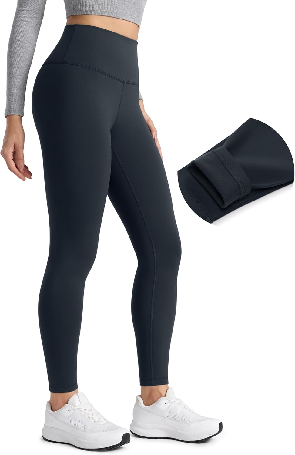 CRZ YOGA Matte Fleece Lined Leggings for Winter Warmth