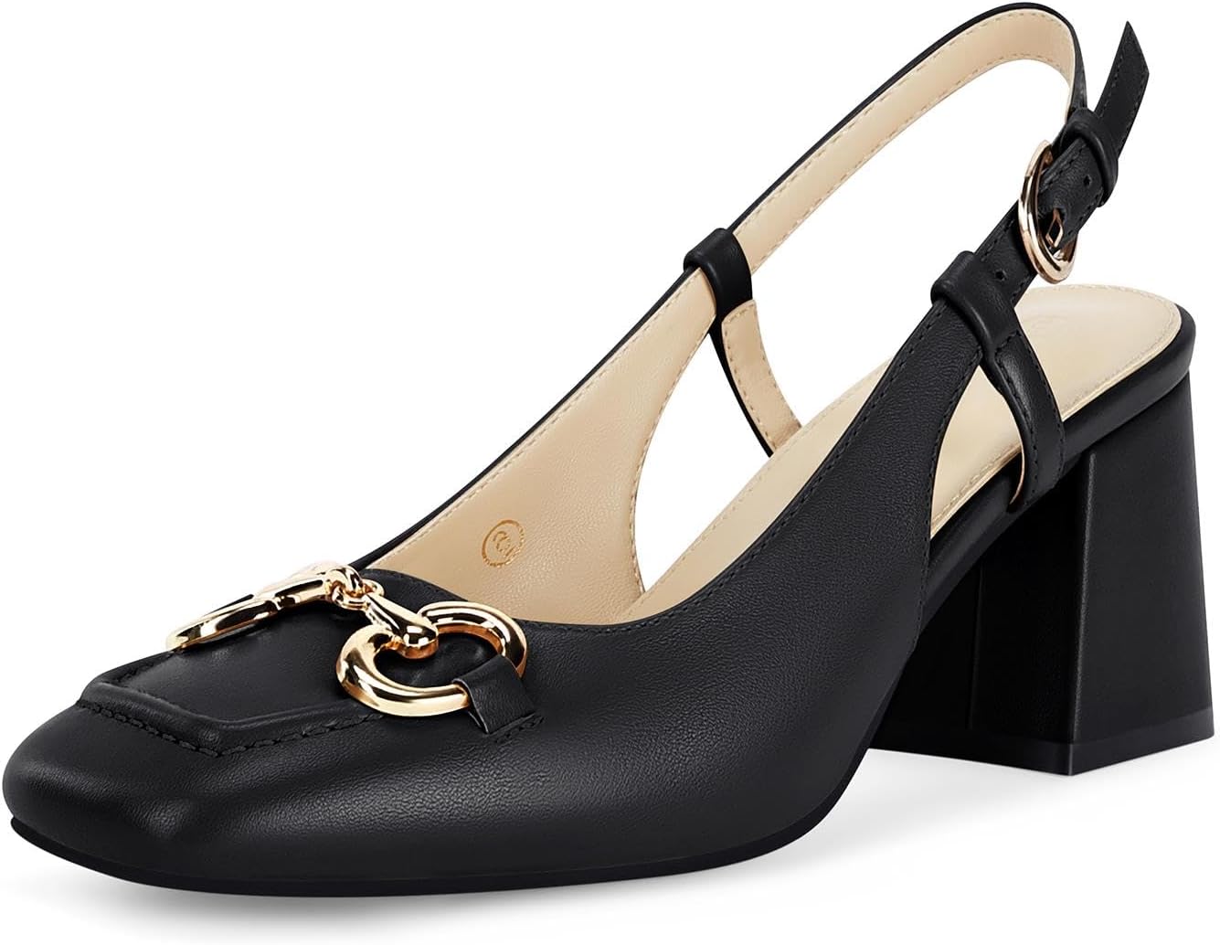 Womens Slingback Block Heels Closed Square Toe Dress Work Shoes