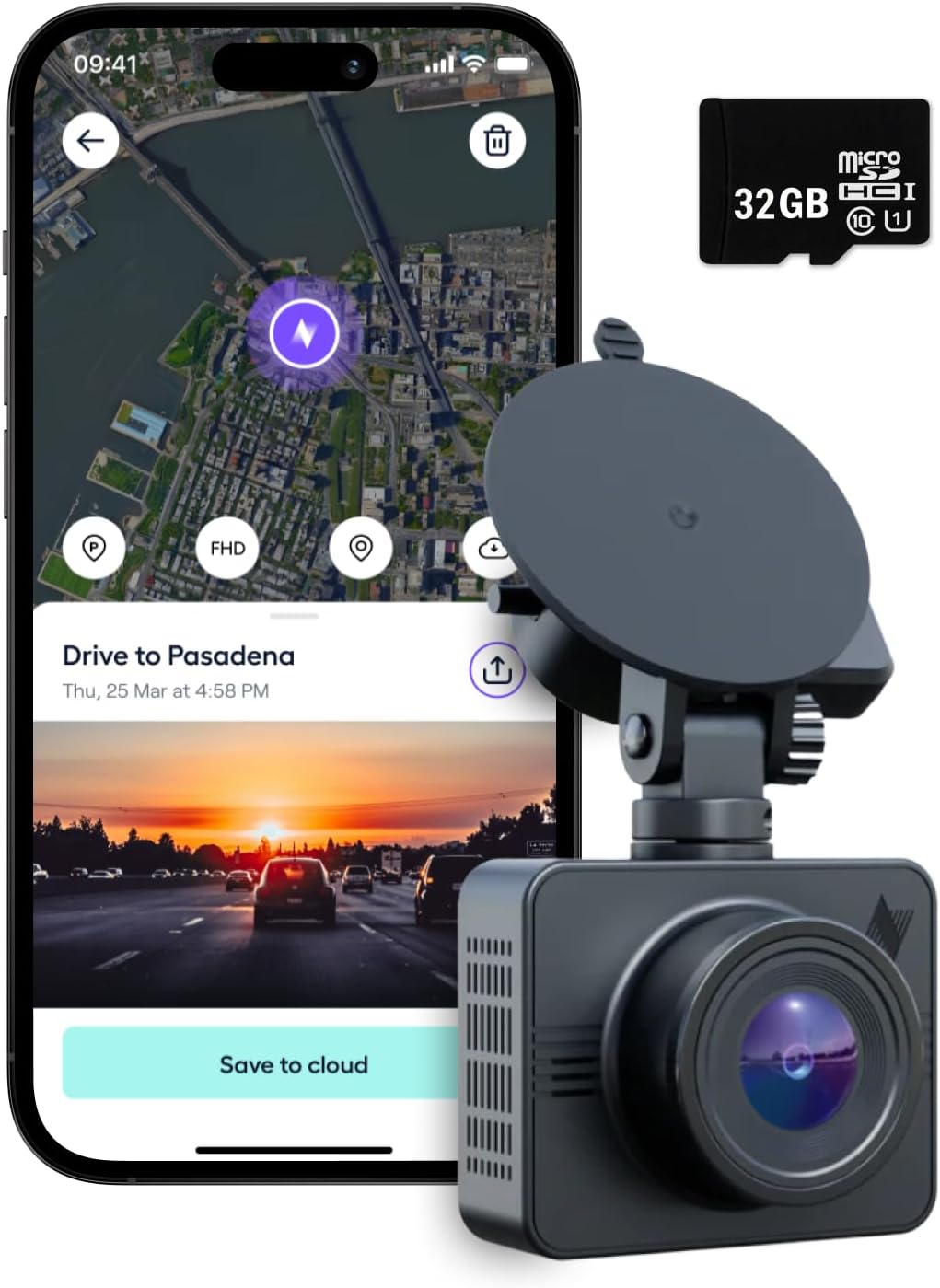 Nexar Beam GPS Dash Cam with Unlimited Cloud Storage & 24/7 Support