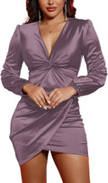 Womens Ruched Formal Bodycon Zipper Midi Dress - Elegant Fit