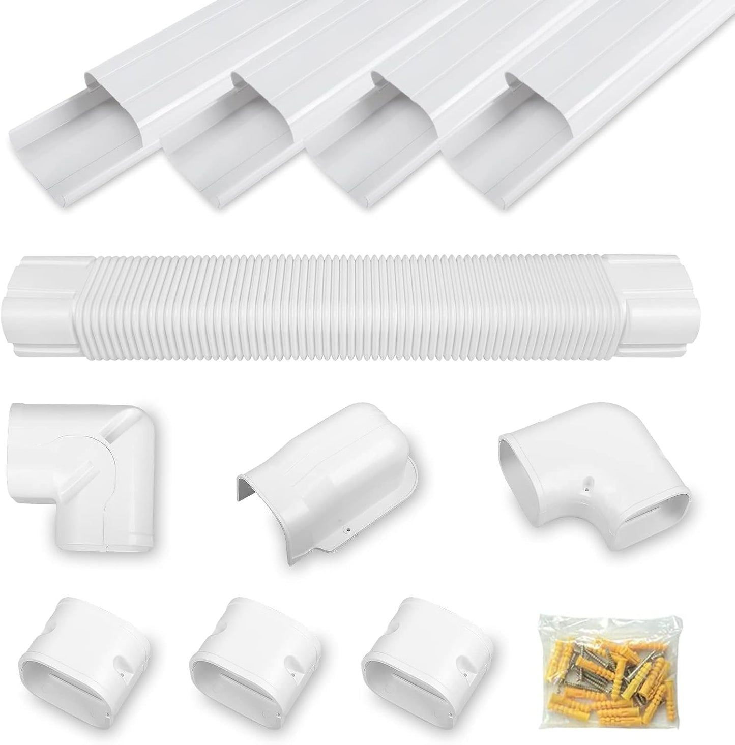 MOOITEK 17ft White Line Set Cover Kit - Ultimate Protection for Your Mini Split AC!