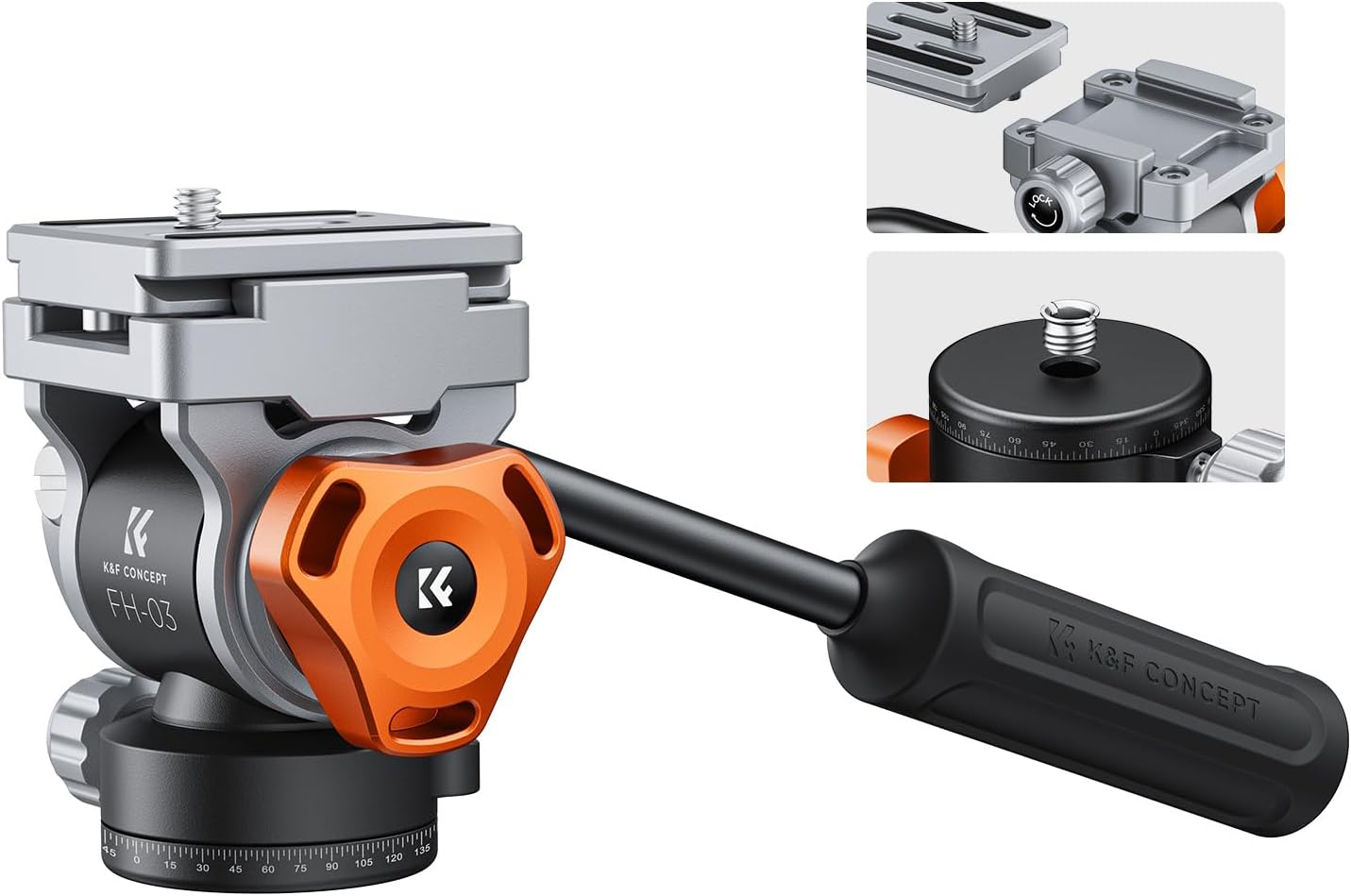 K&F CONCEPT Fluid Head for Smooth Pan and Tilt Photography