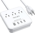 NuoZhi Compact Power Strip: 3 Outlets, 4 USB Ports, Cruise Friendly