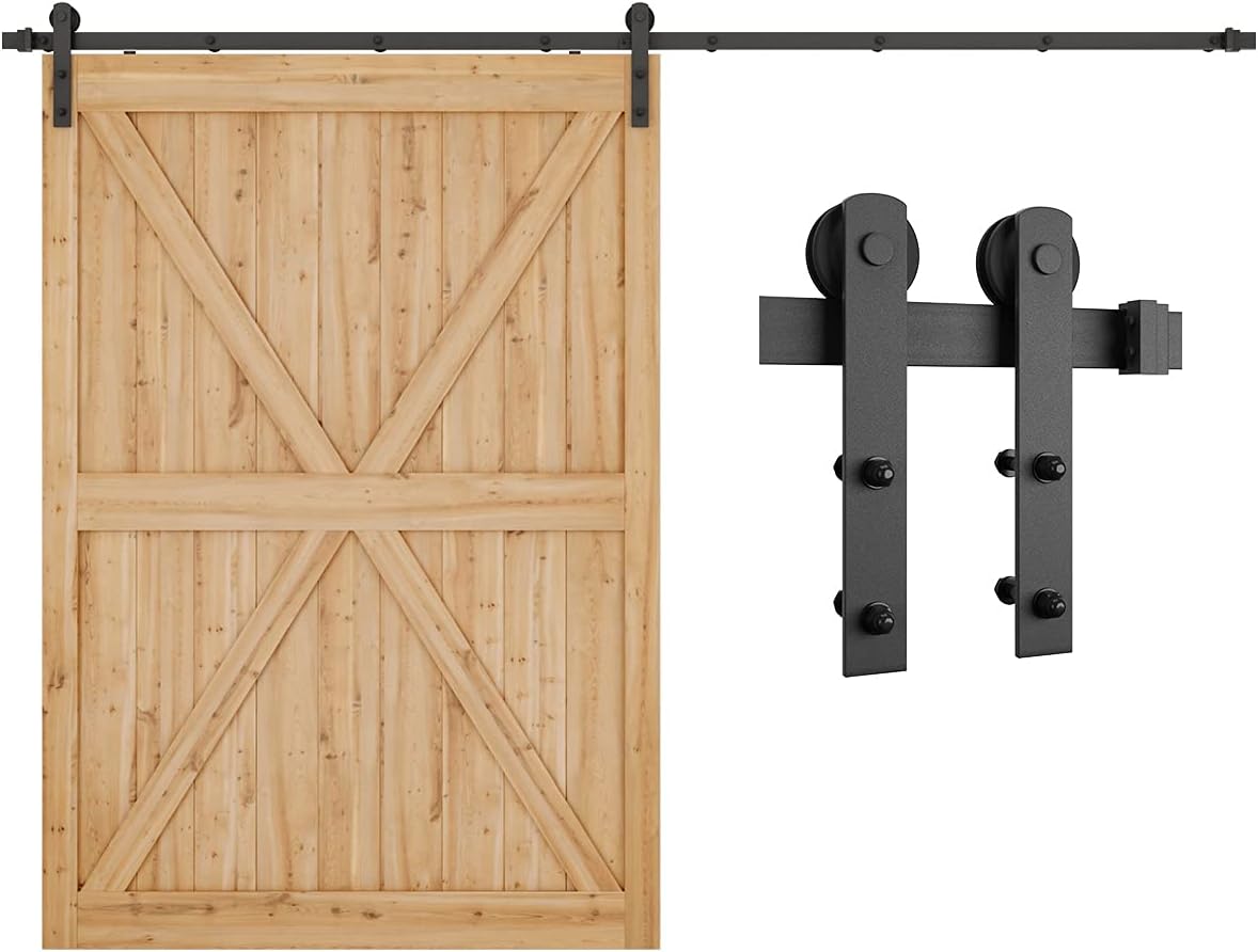 SMARTSTANDARD 10ft Barn Door Hardware Kit for Smooth Sliding