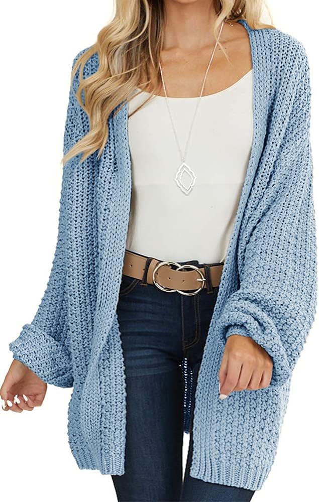 Maroway Womens Cardigan: Cozy Long Sleeve Open Front Sweater