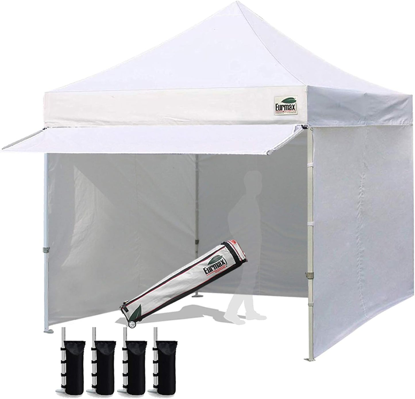 Eurmax 10x10 Pop-Up Canopy - 4 Sidewalls & Bonus Awning