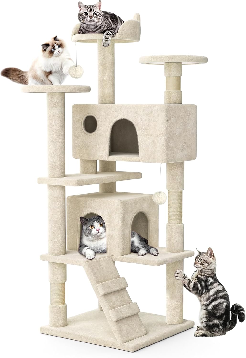 MoNiBloom 54 Inch Cat Tree Tower for Indoor Cats Large Adults