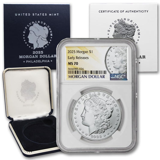 2025 American Silver Morgan Dollar Coin MS-70 with Packaging