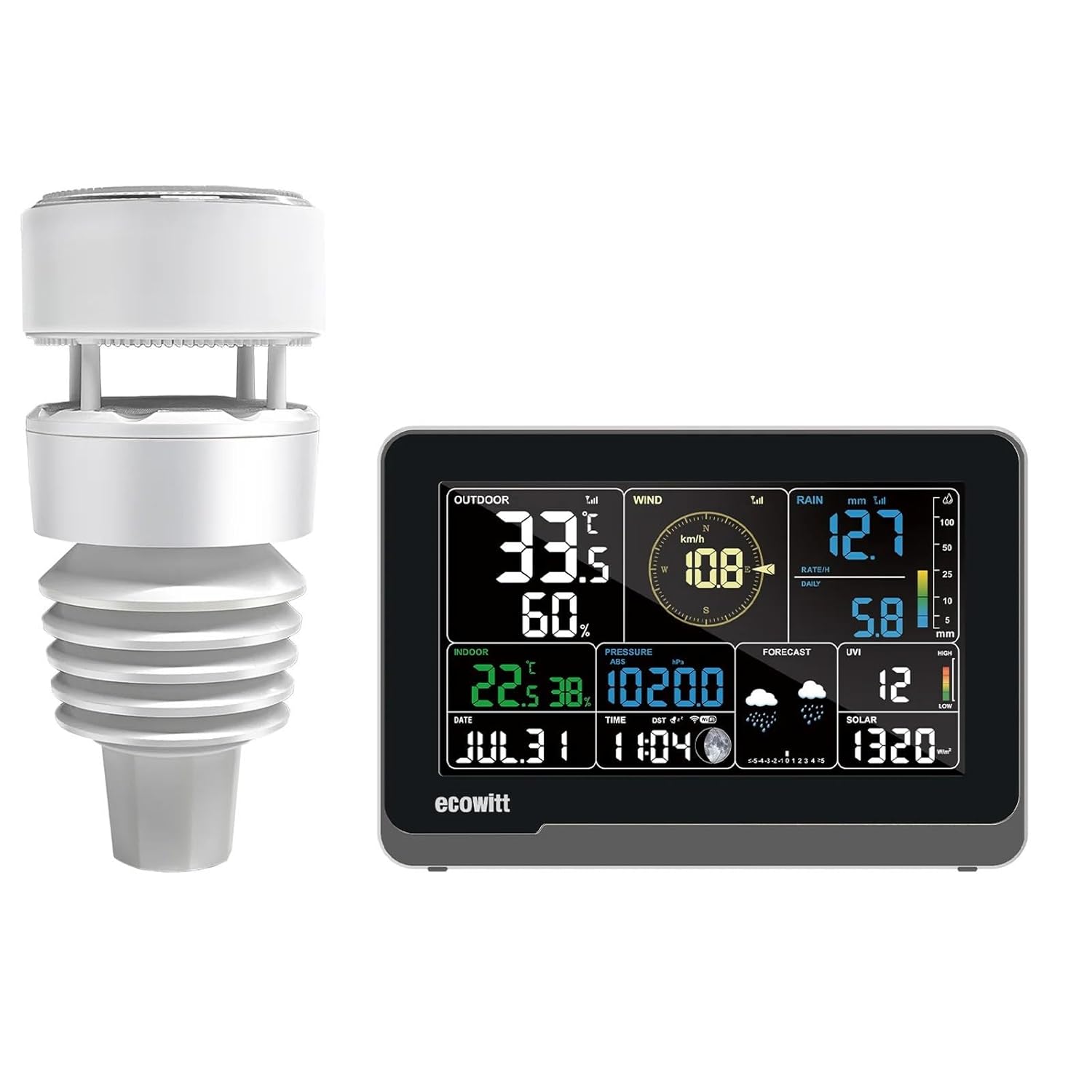 ECOWITT WS3901 Wi-Fi Weather Station Kit with LCD Console