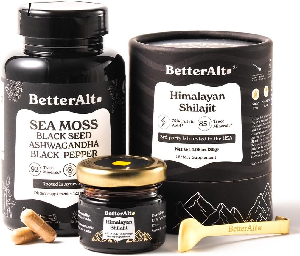 Shilajit Resin & Sea Moss Capsules Energy Duo for Wellness