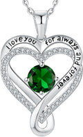 Jewelry for Women Infinity Heart Birthstone Necklace - Sterling Silver