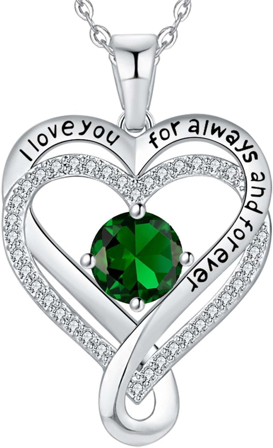 Infinity Heart Birthstone Necklace for Women - I Love You Gift