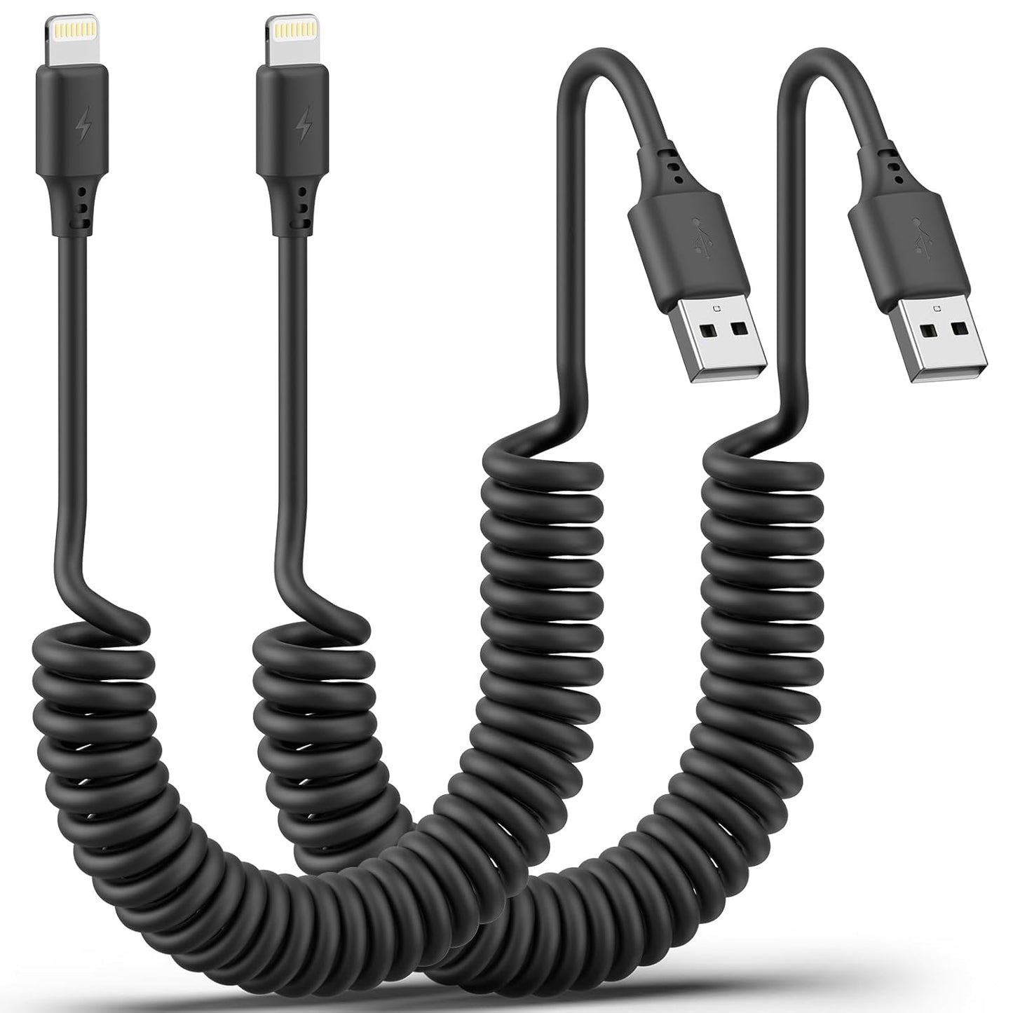 Fast Charge on the Go with Coiled Lightning Cable Duo!