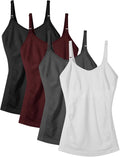 Women's Maternity Nursing Tank Tops 4Pack - Built-In Bra Comfort