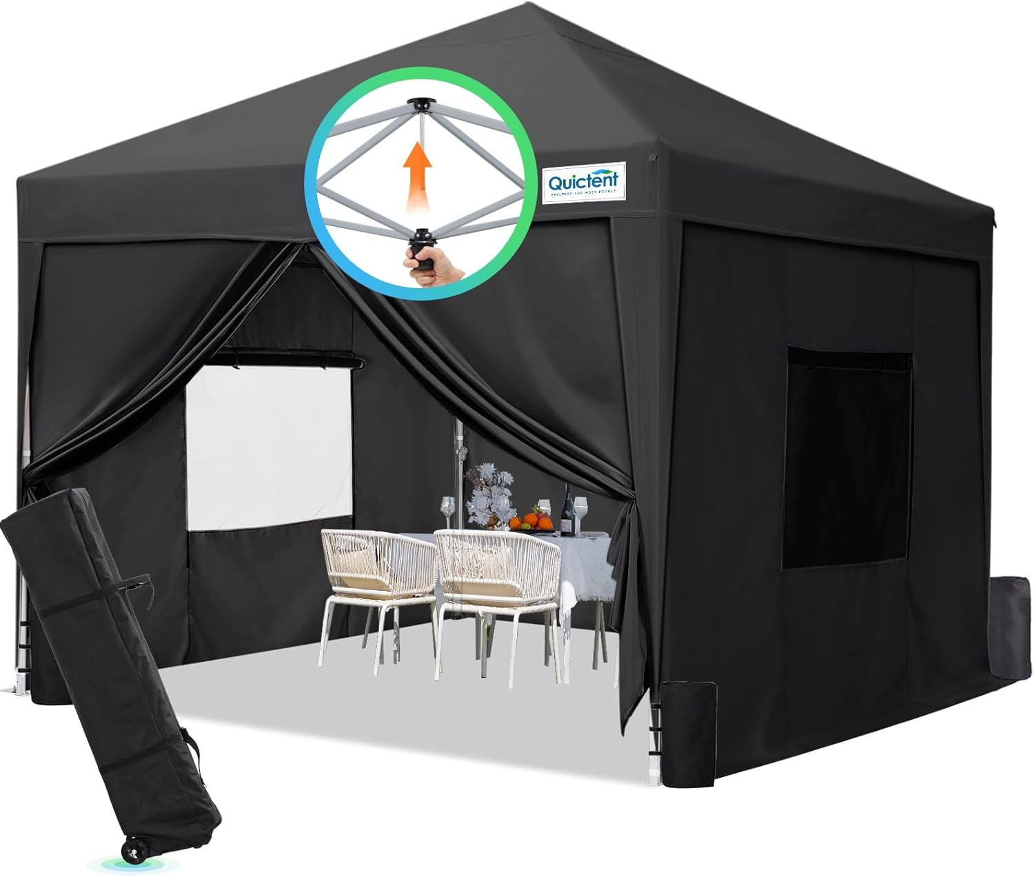 Quictent 8x8 Pop Up Canopy Tent with Sidewalls for Easy Setup