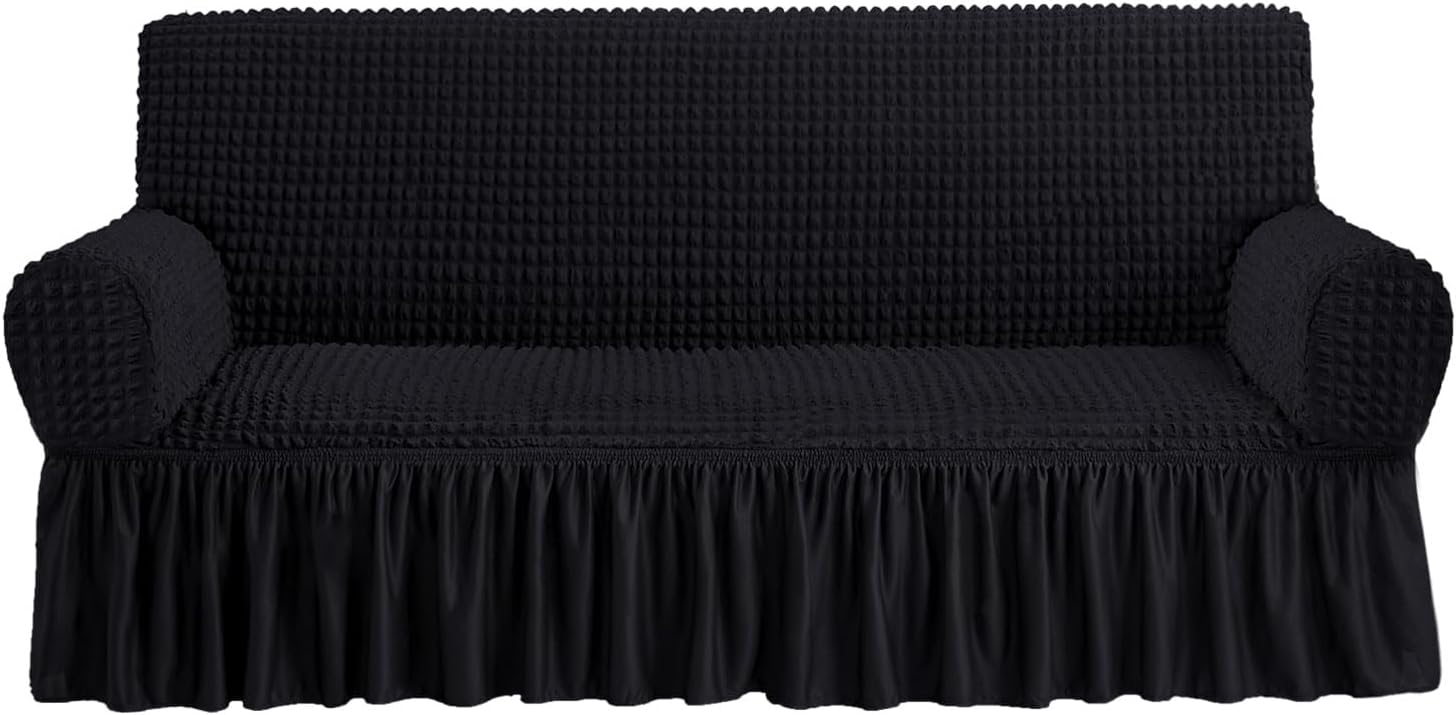 NICEEC Black Sofa Slipcover - Durable 3 Seater Couch Cover