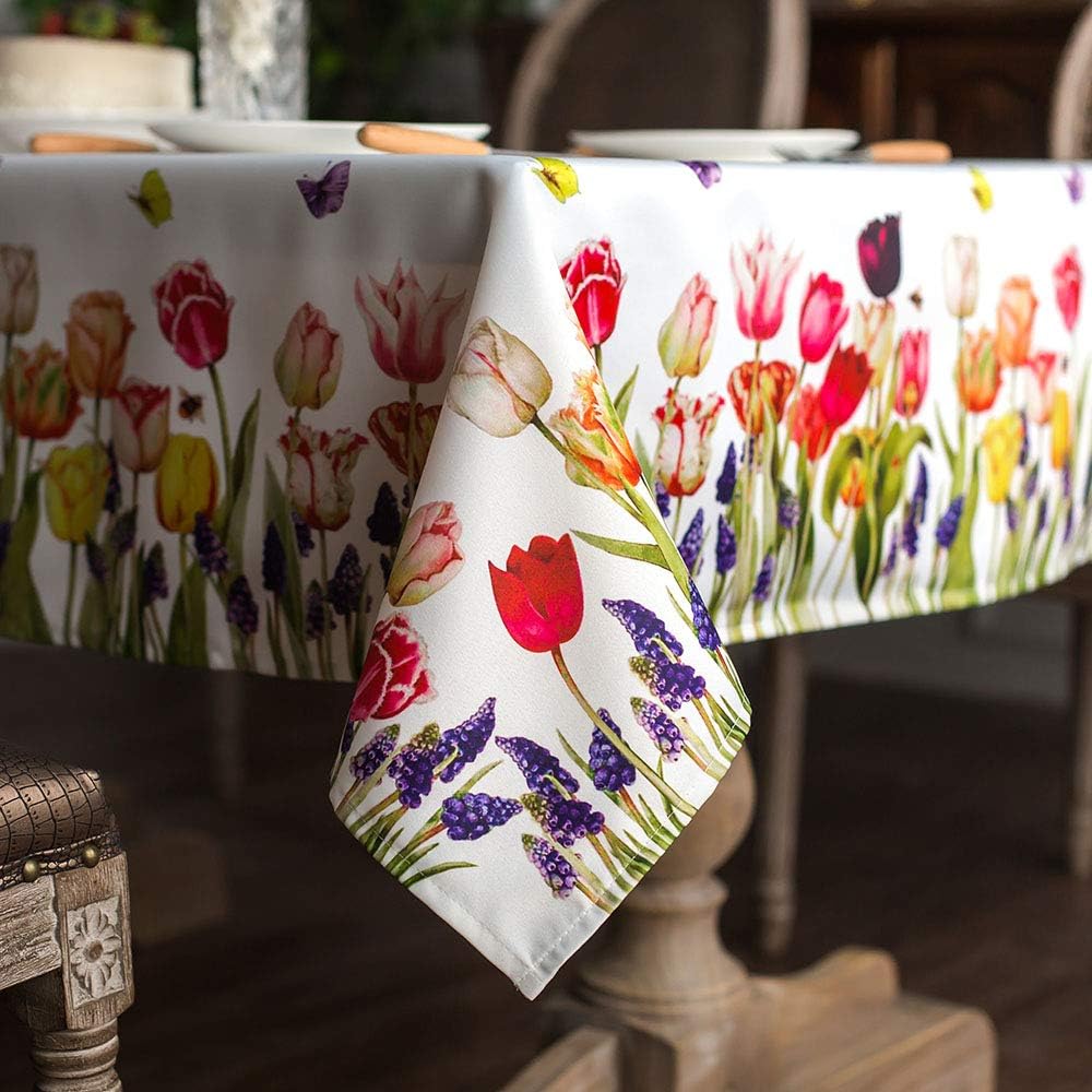Rectangle Summer Tablecloth with Vintage Floral Patterns for Dining
