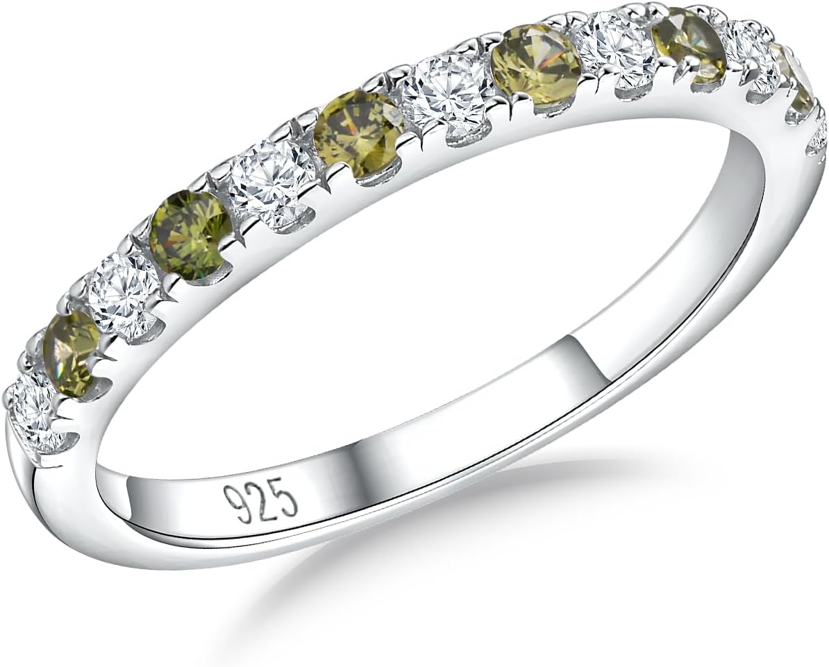 Birthstone Rings Eternity Band in 925 Sterling Silver for Women