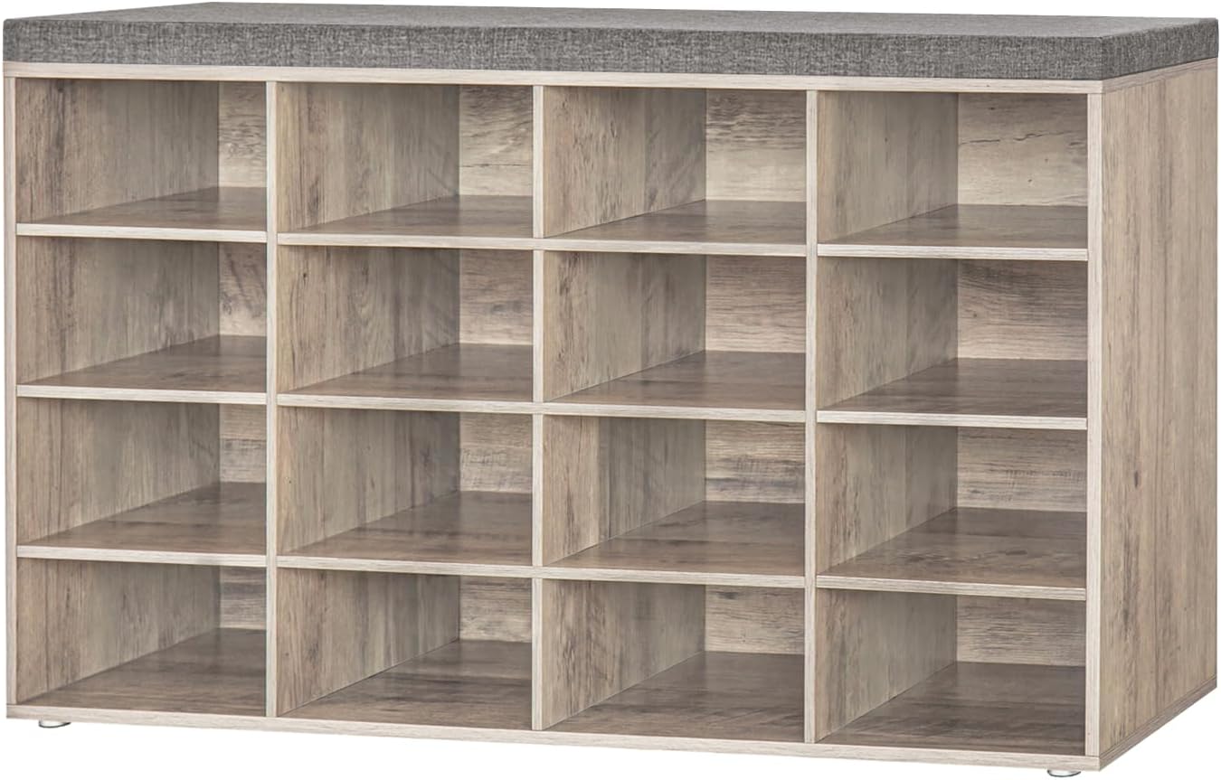 DINZI LVJ Shoe Storage Bench with Cushion for Entryway and More