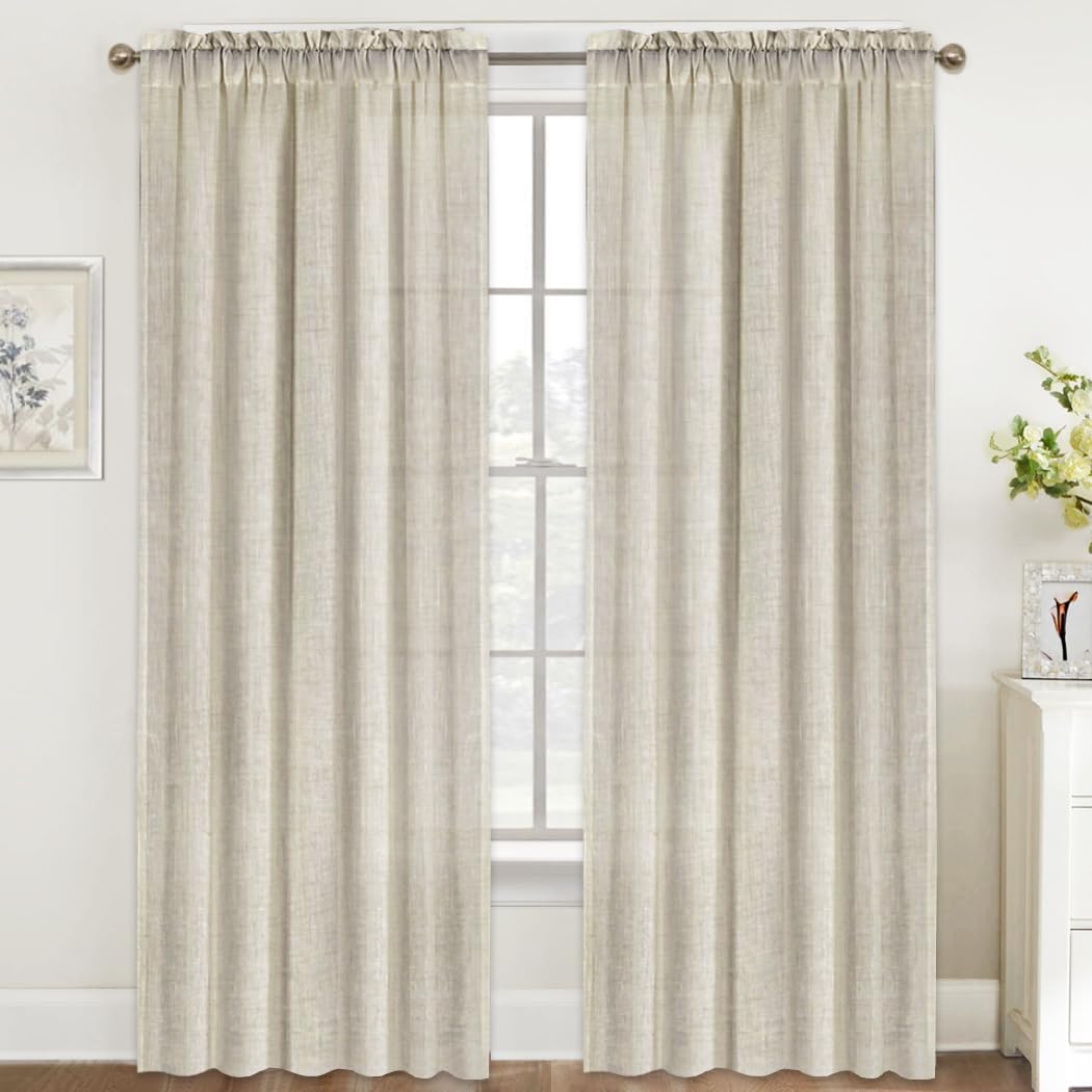 Linen Sheer Curtains Set - Farmhouse Privacy Charm