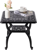 Cast Aluminum Outdoor Side Table - Small Square Patio Table for All