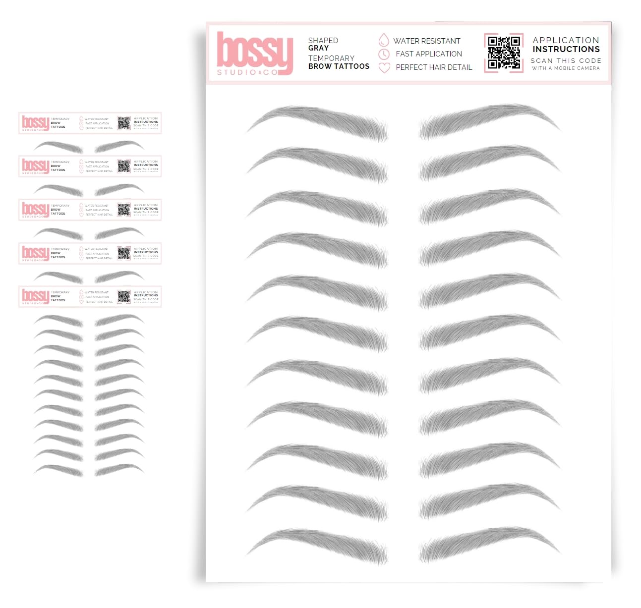5 Pack Temporary Eyebrow Tattoos for Natural Hair-Like Brows