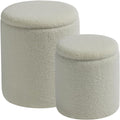 Round Ottoman with Storage Set of 2 for Living Room & Bedroom