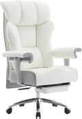 Big and Tall Office Chair 450LBS with Foot Rest - Ergonomic White