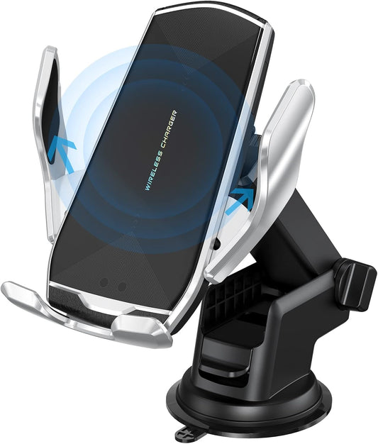 HonShoop Auto-Clamping Qi Car Phone Mount - Fast Charge Any Smartphone