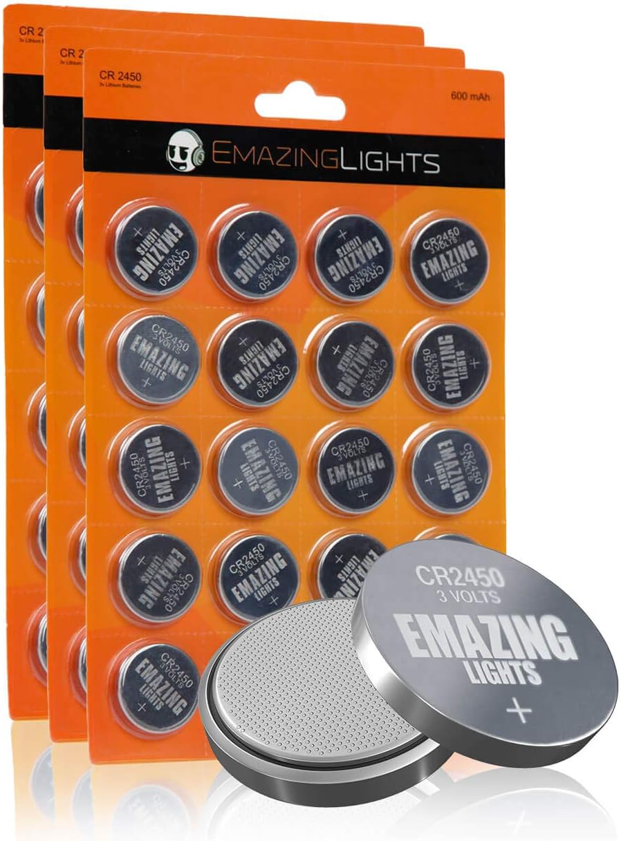 EmazingLights 60 Pack CR2450 Battery for Keyless Remotes and More