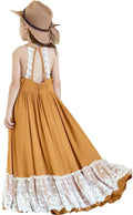 BIBIHOU Girls Lace Back Full-Length Backless Tulle Dress - Elegant
