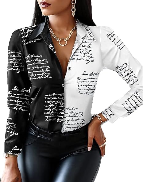 Colorful Long Sleeve Floral Print Blouses & Button-Down Shirts