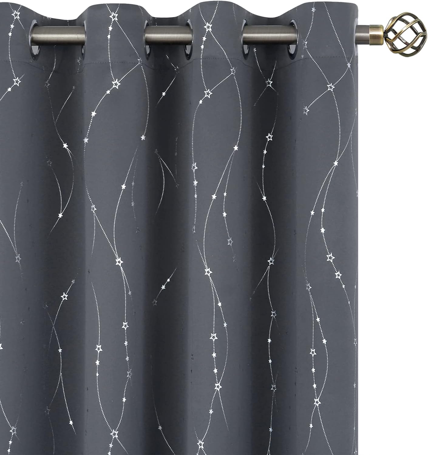 BGment Star & Lines Grey Blackout Curtains for Kids Bedroom