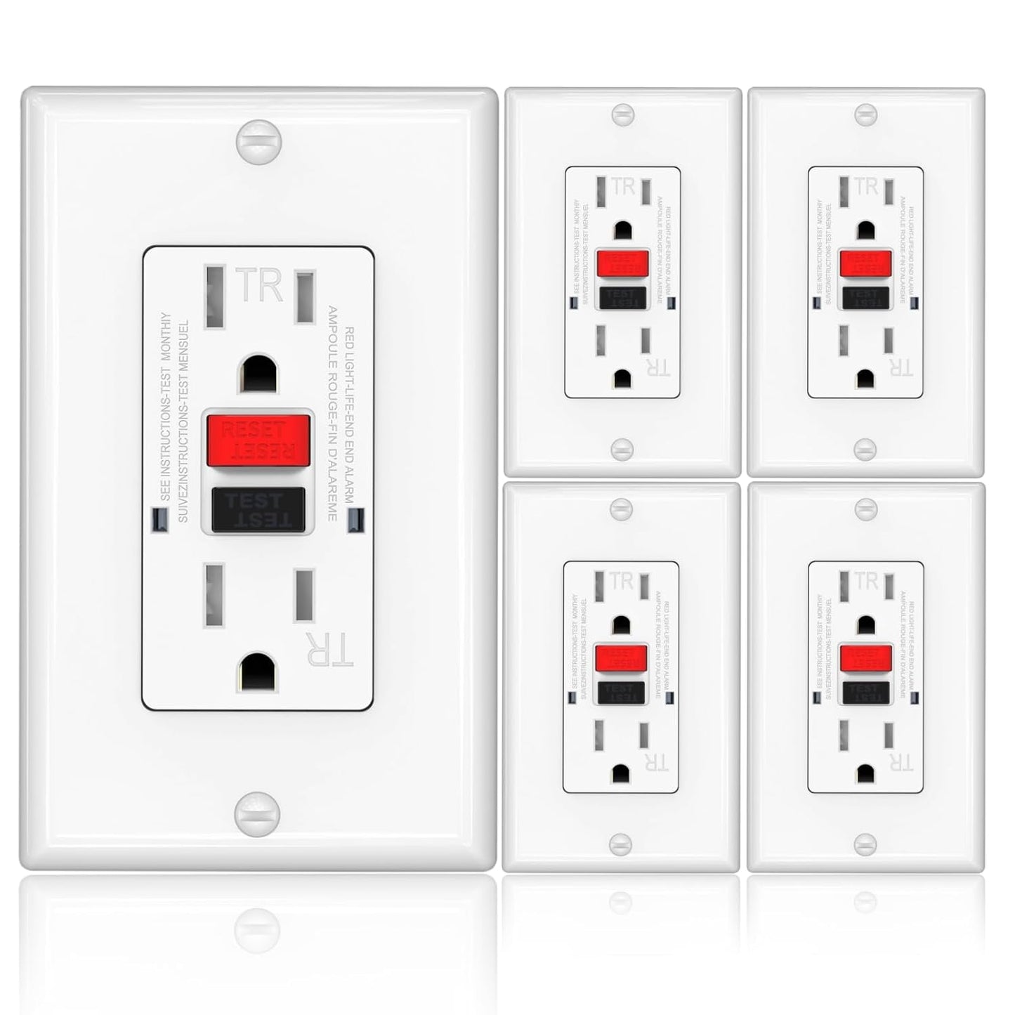 GFCI Outlet with Self Test and Tamper-Resistant Design for Safety