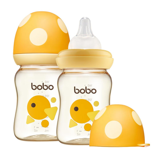 YOHKOH Wide Neck Anti-Colic Baby Bottles - Natural Nipple, Easy Clean (Pack of 2)