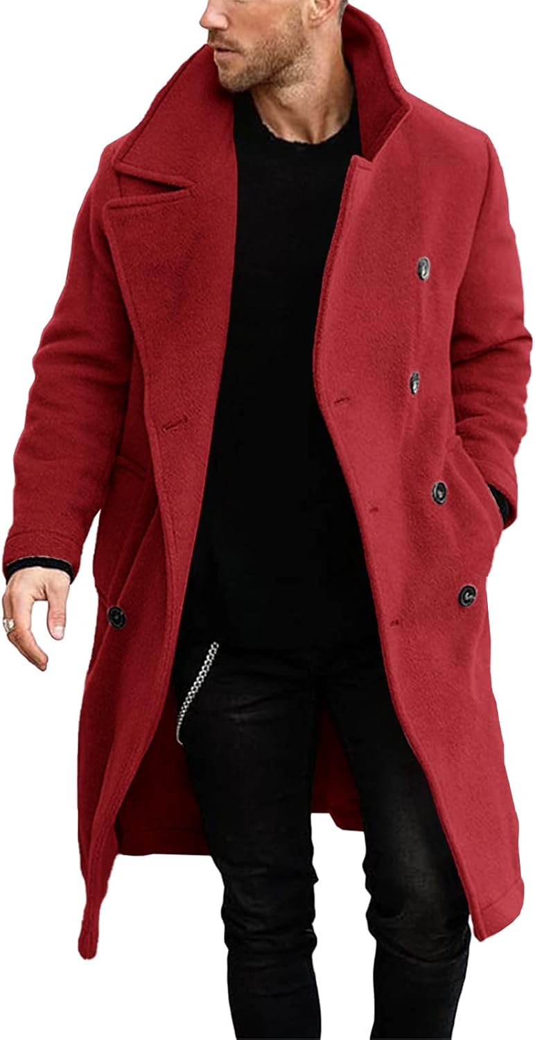 Makkrom Mens Double Breasted Trench Coat for Business and Casual