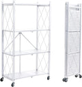 BRIAN & DANY 4-Shelf Foldable Storage Shelves with Wheels - Mobile
