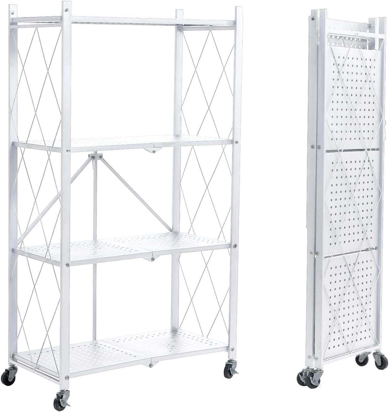 BRIAN & DANY 4-Shelf Foldable Storage Shelves with Wheels
