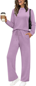 Sampeel Women's Mock Neck Two Piece Loungewear Set - Soft Stretch