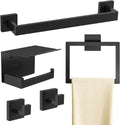 Matte Black Bathroom Accessories Hardware Set 5-Piece - Sleek Storage
