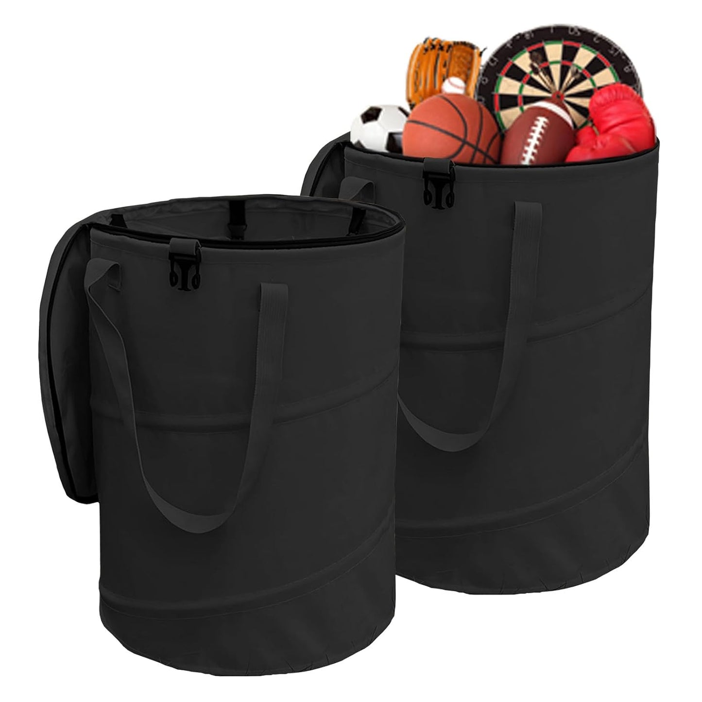 Pop Up Camping Trash Can with Lid - 24 Gallon Collapsible Bags