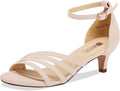 Low Kitten Strappy Sandals Heels Open Toe Ankle Strap - Elegant 3in