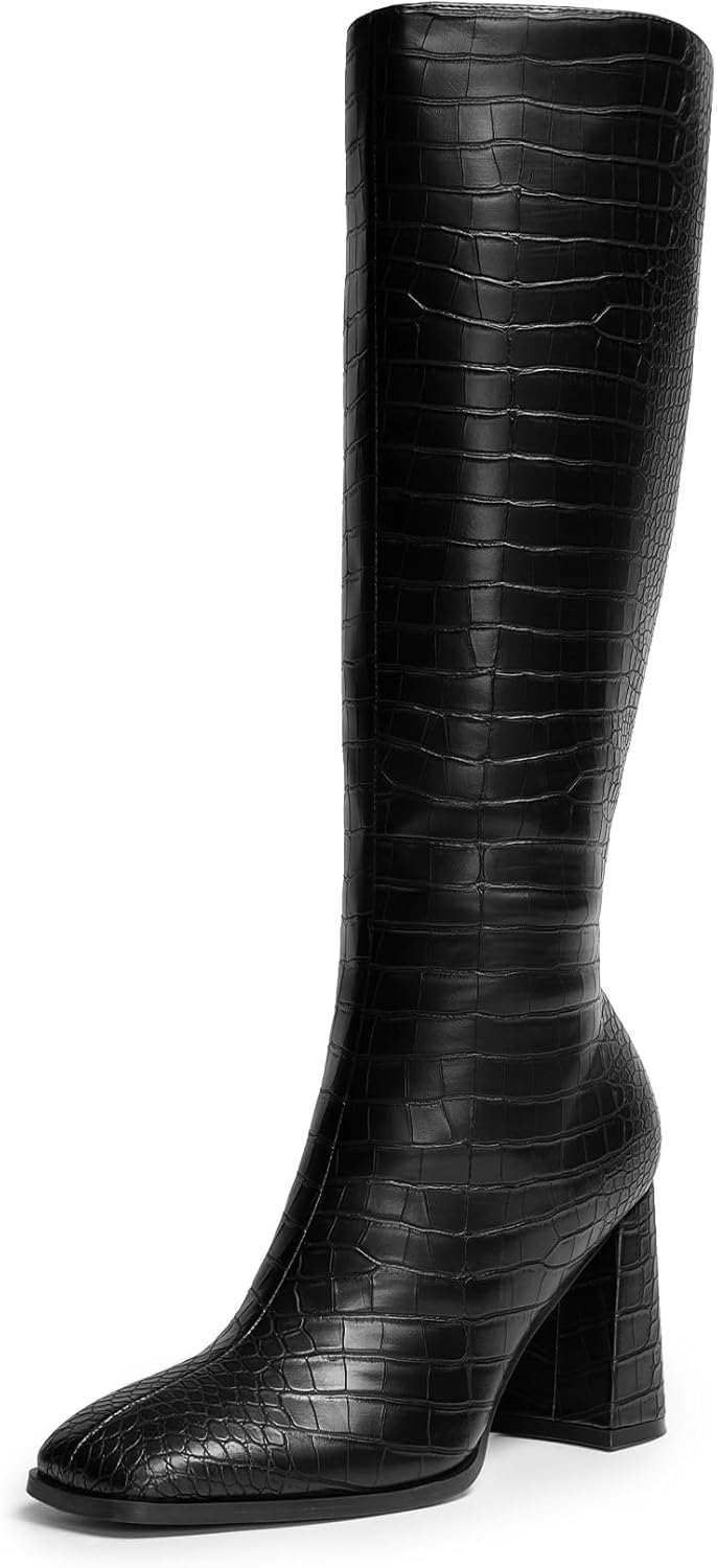 DREAM PAIRS Knee High Boots for Women with Chunky Heel Style